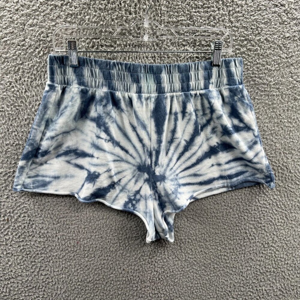Grayson Threads Womens Sleep Shorts Large Blue Tie Dye High‎ Rise Elastic Waist